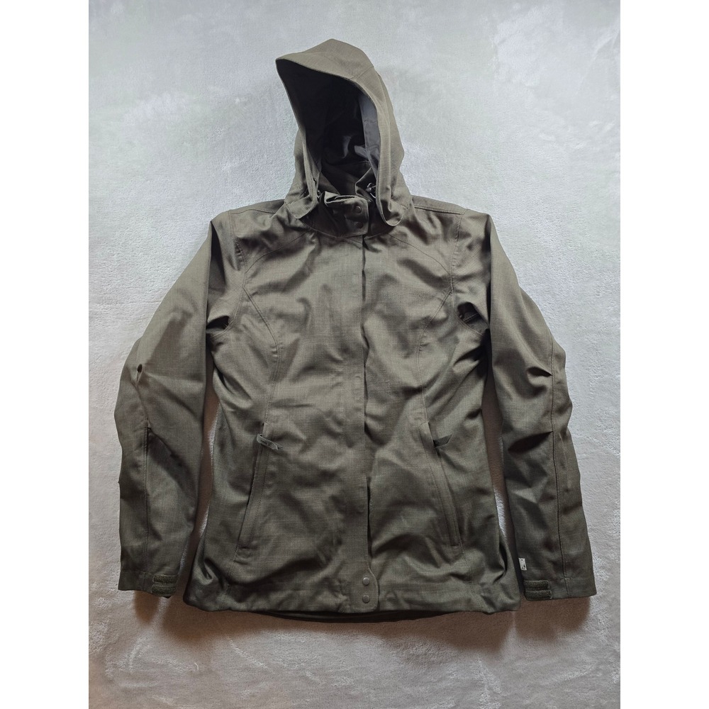 REI Rain Jacket Coat Womens XS Brown Elements E1 Hooded Full Zip‎ Pockets Lined